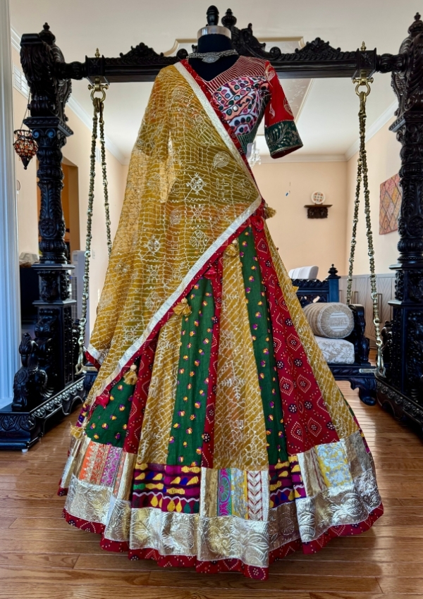 Vintage Gamthi Multi Kali Flare Chaniya